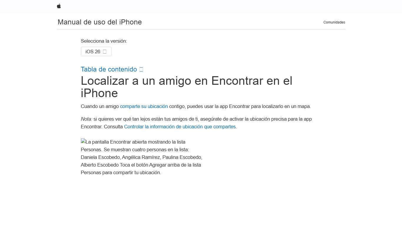 Localizar a un amigo en Encontrar en el iPhone - Soporte técnico de Apple (US)